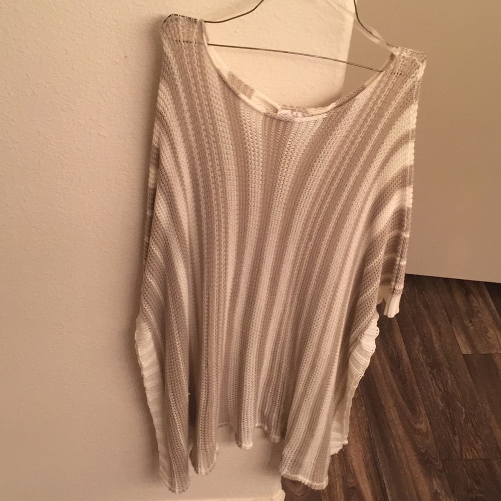 RD Style white and tan striped over sweater