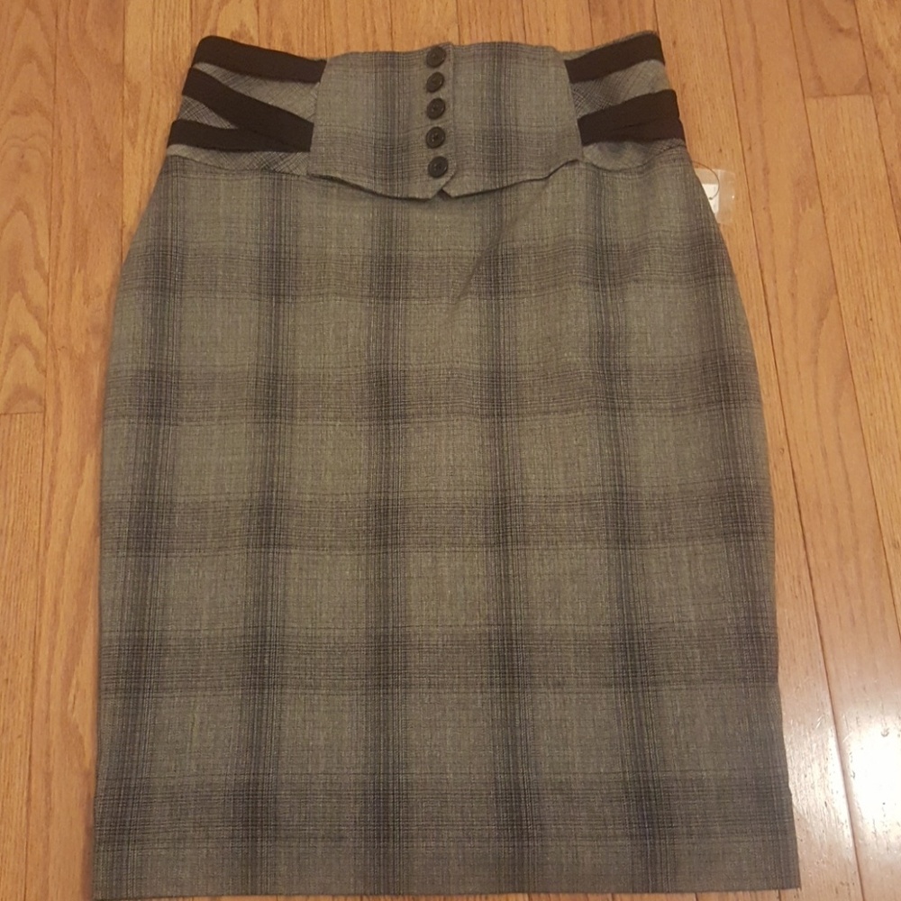 Plaid high waisted pencil skirt