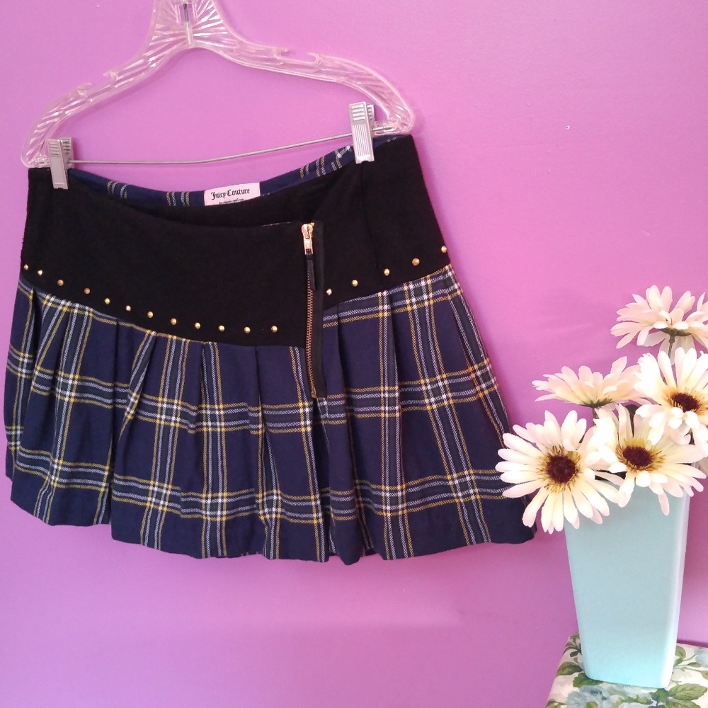 JUICY COUTURE Wool Plaid Mini Skirt Kilt Women's 8