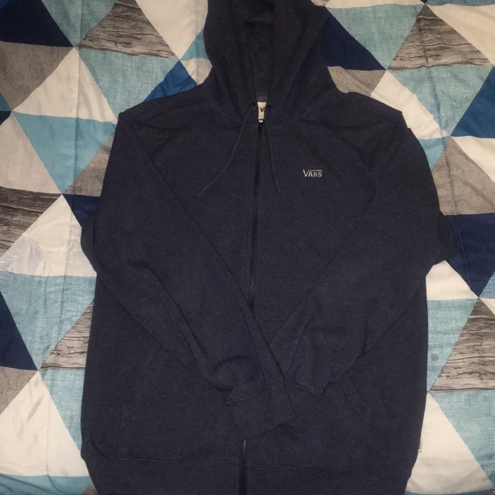men’s dark blue vans zip up hoodie