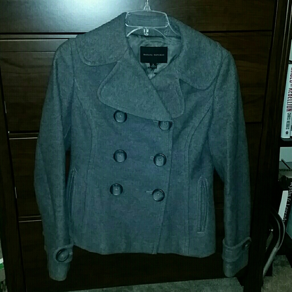 Banana republic pea coat, wool, grey
