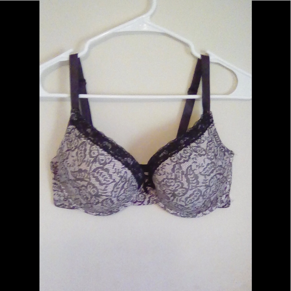 Black Lace Print Bra