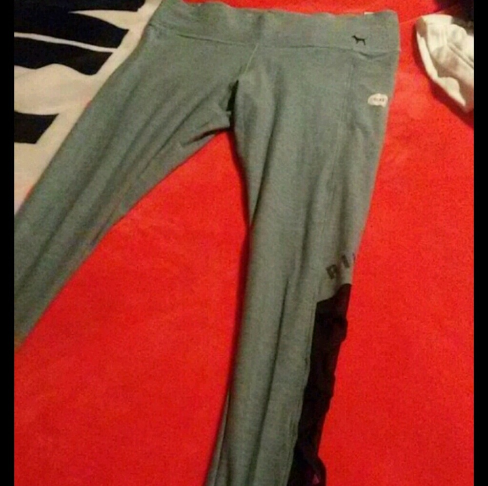 Green strappys. Not gray!!! Vs pink yoga leggings