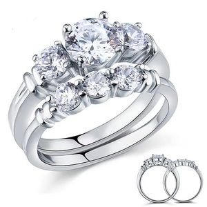 2 pcs set 3 Carat created diamond anniversary ring