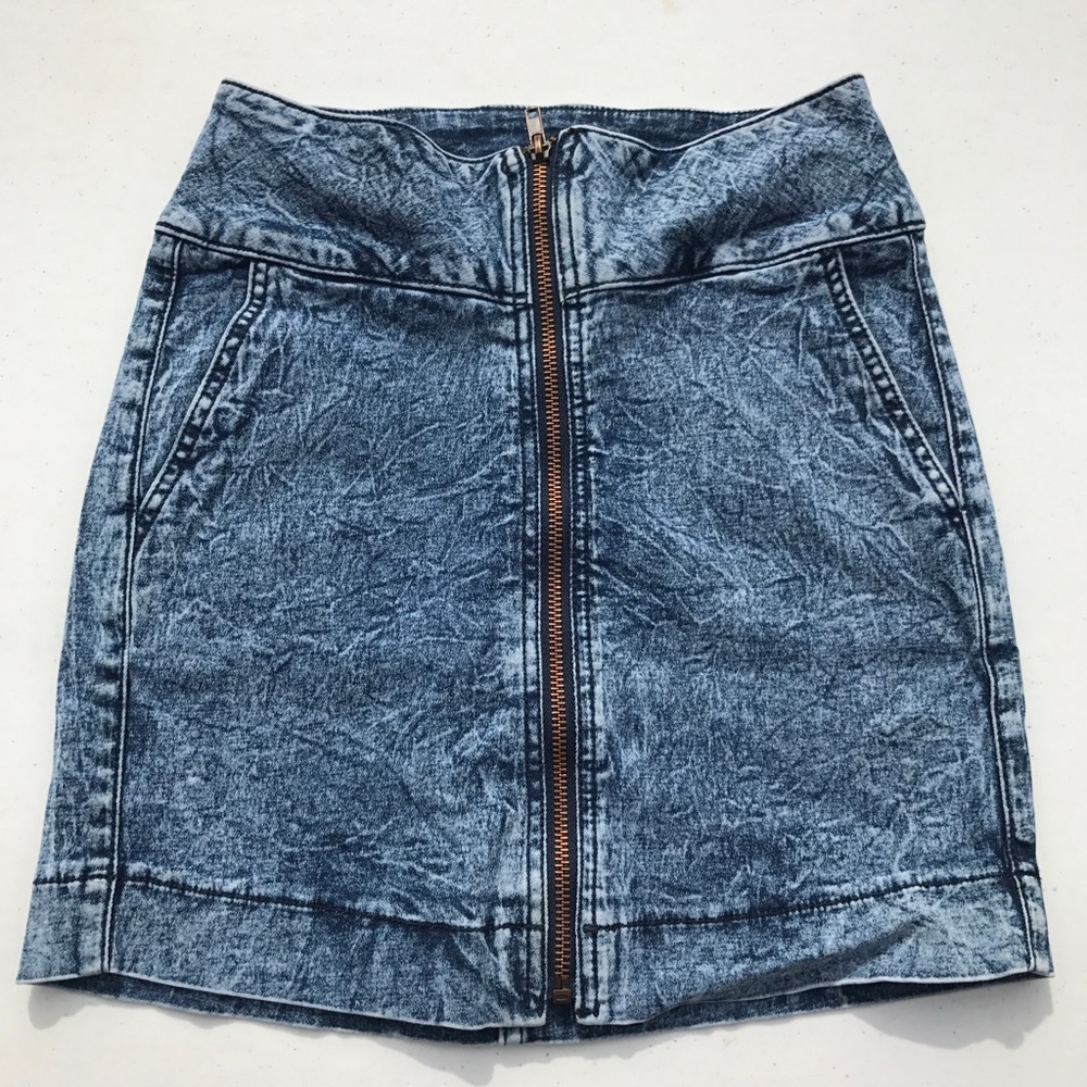 High Waist Acid Wash Skirt