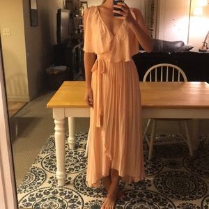 Free people peach colored wrap dress, xs NWT