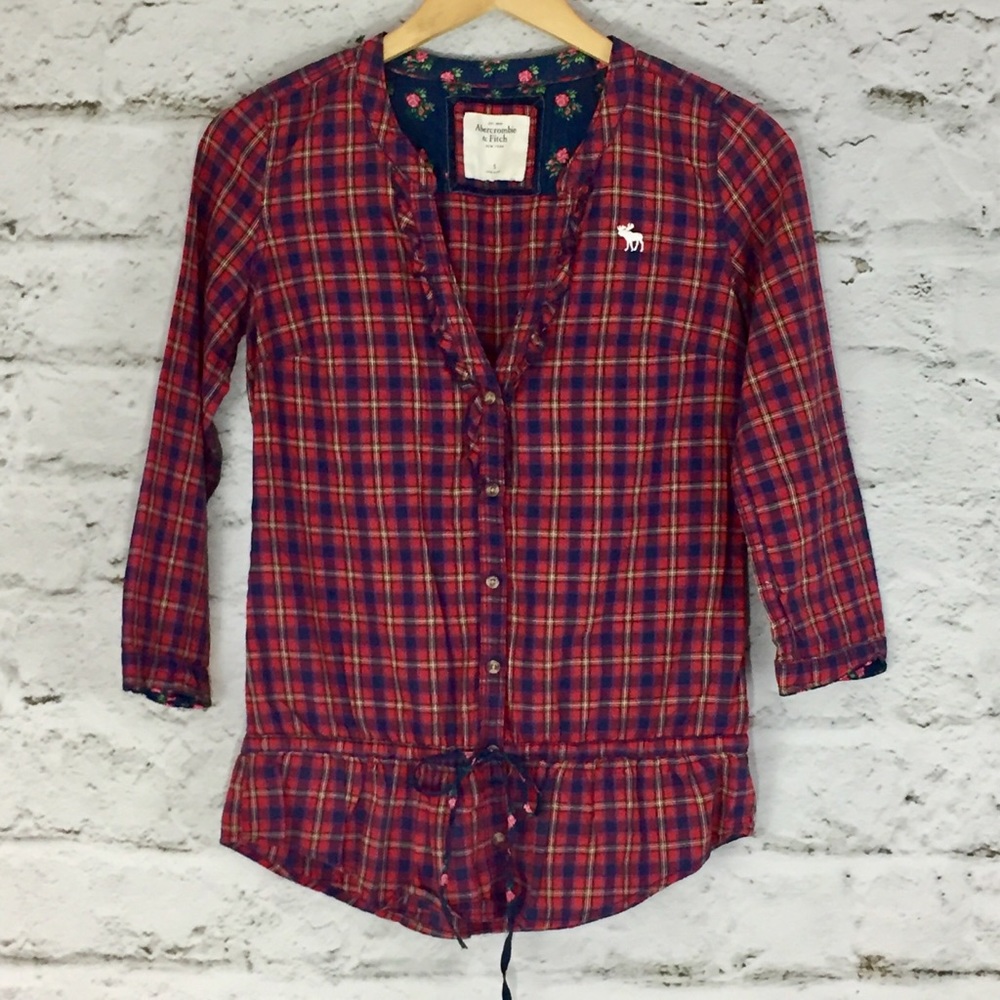 Abercrombie & Fitch plaid peplum popover size S