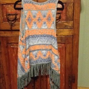 Navajo print vest with fringe size xl