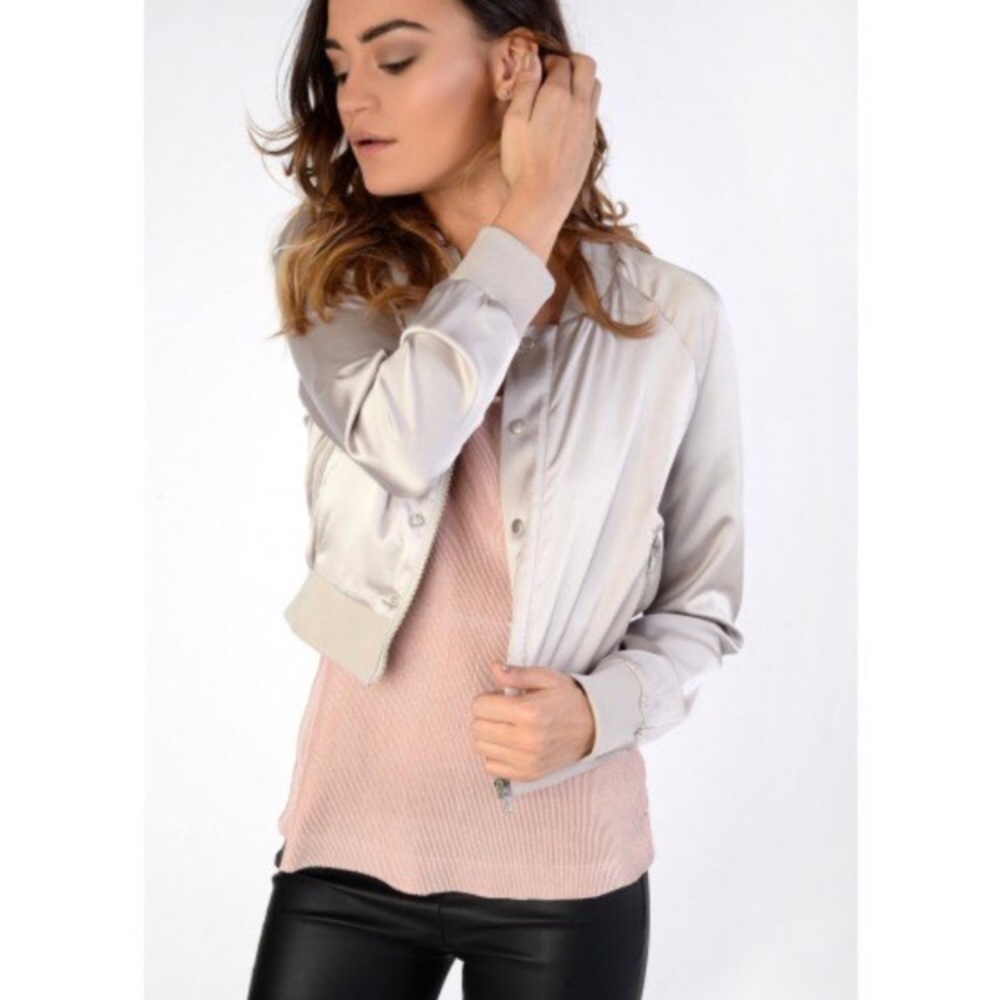 NWT Glamorous Satin Cropped Bomber Jacket