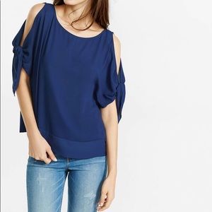 Express cold shoulder tie sleeve blouse