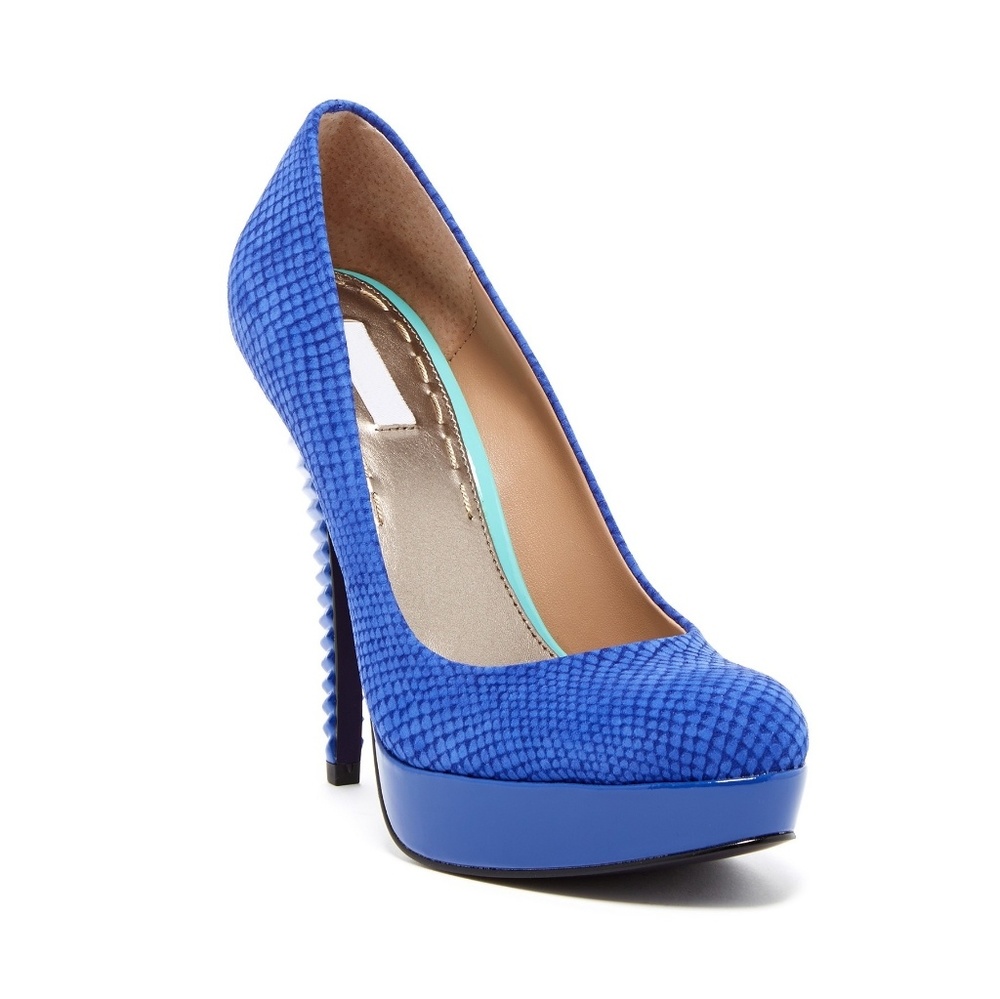 RACHEL ROY Cobalt Blue Snake Print Platform Heels - Picture 1 of 3