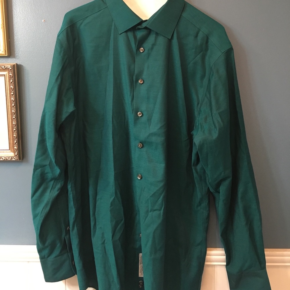 Men's green slim fit dress shirt