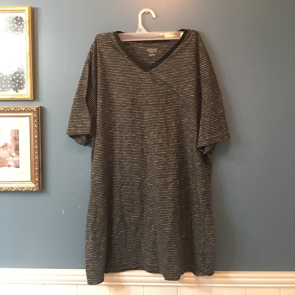 Men's black and white pin striped V neck t shirt