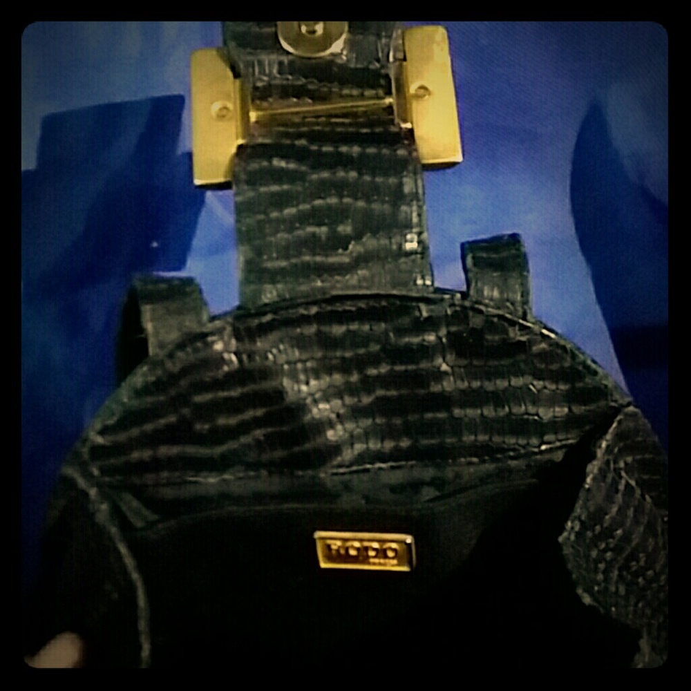 Vintage Rodo Black Python Skin Handbag