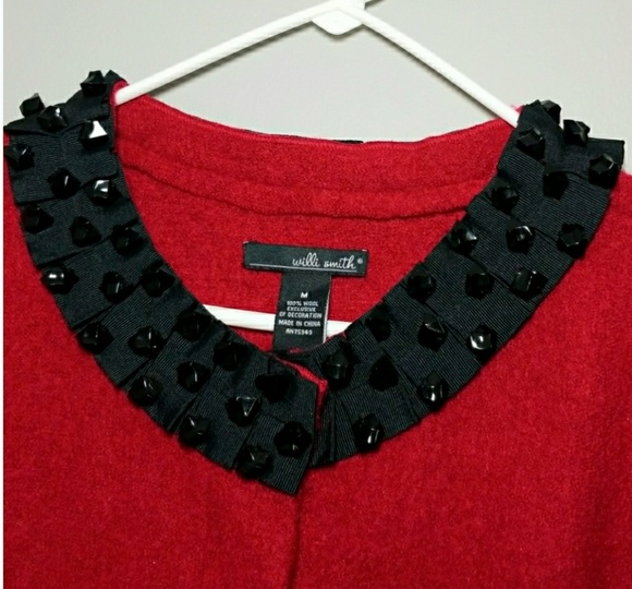 Willi Smith rare detailed collar red wool coat - Picture 2 of 6