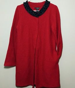 Willi Smith rare detailed collar red wool coat