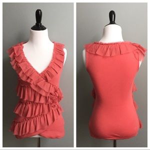 Anthropologie Deletta rosette ruffle top