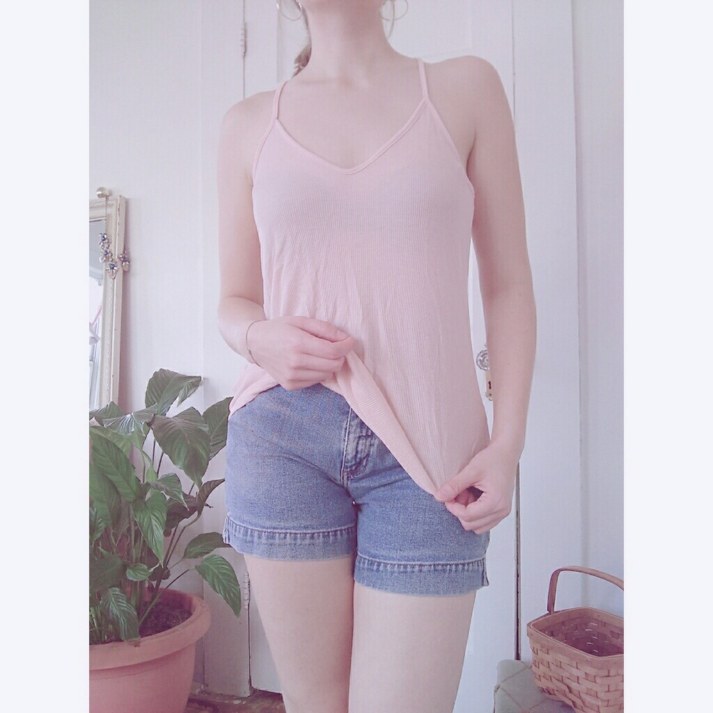 Soft Pink Ribbed Tank Top