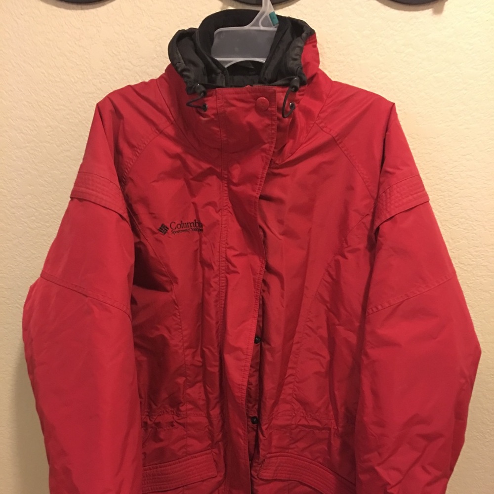 Red Columbia ski jacket