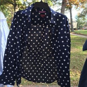 Merona polkadot button down