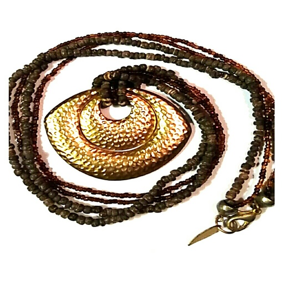 Vintage | Jewelry | Vintage Rare Cwc Multi Strand Heishi Bead Hammered ...