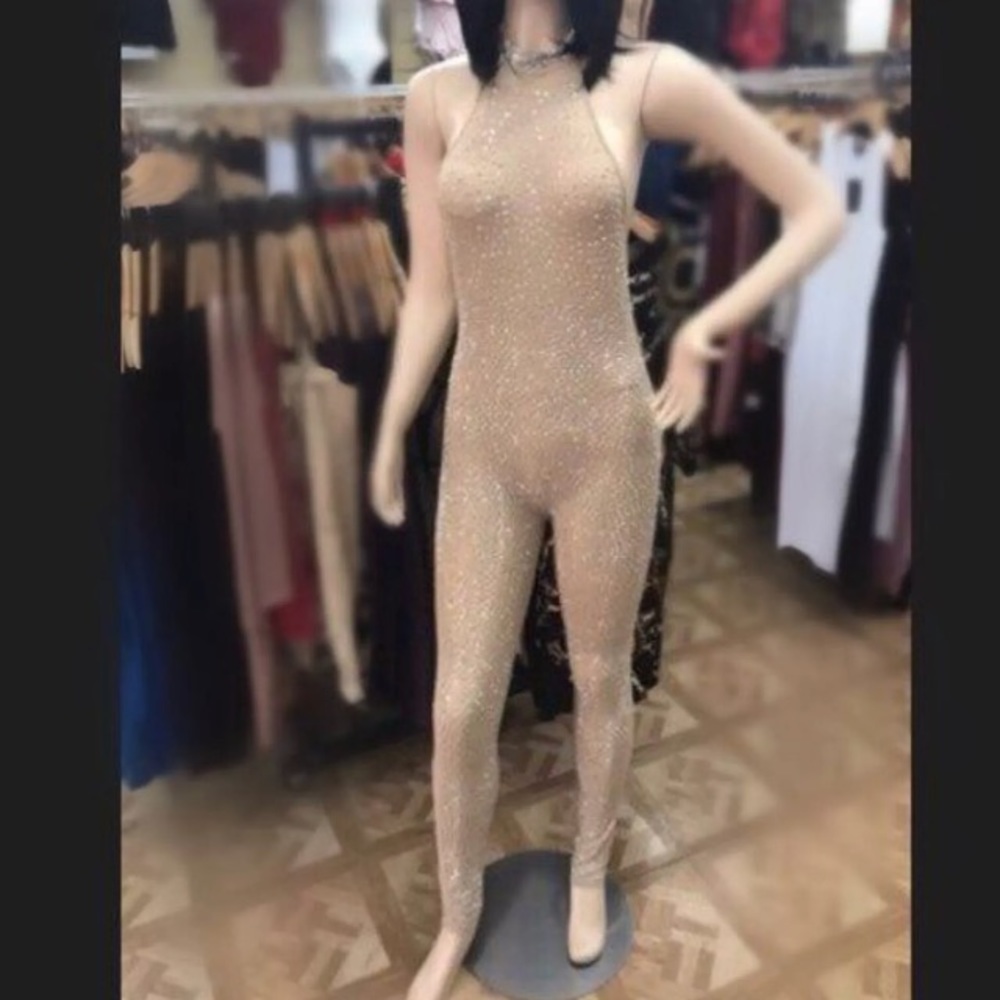 Halter jumpsuit with studs