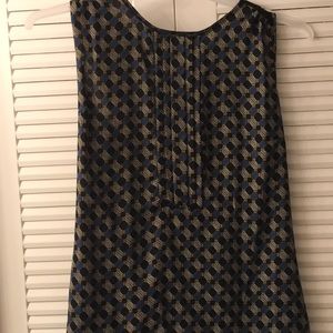 Worthington geometric, pleated front tank top