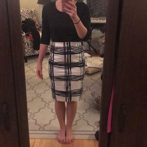White and black pencil skirt