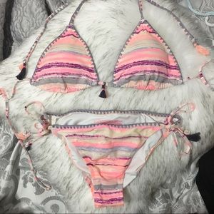 VS Victorias Secret Multi Colored Tassel Bikini