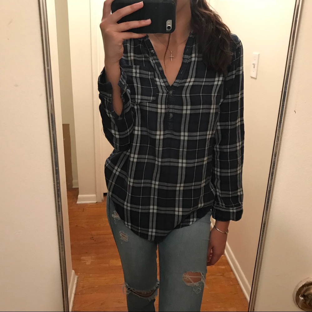 Blue Plaid Top