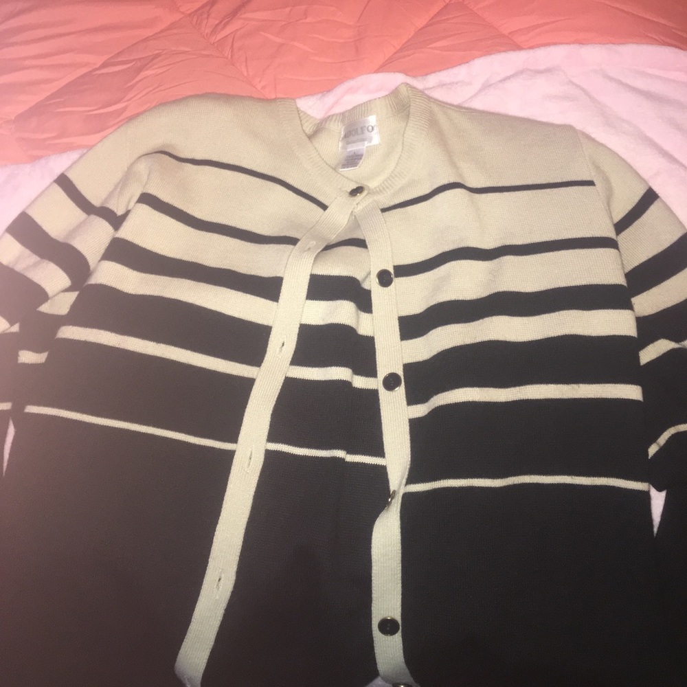 Black and cream striped sweater