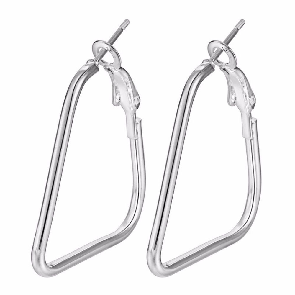 Sterling Silver Triangle Hoop Earrings
