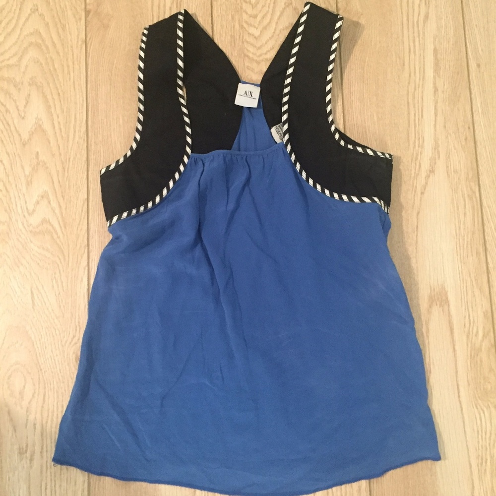 Armani Exchange Bright Blue Silk Blouse Tank