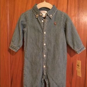 NWT Ralph Lauren baby denim bodysuit 6m
