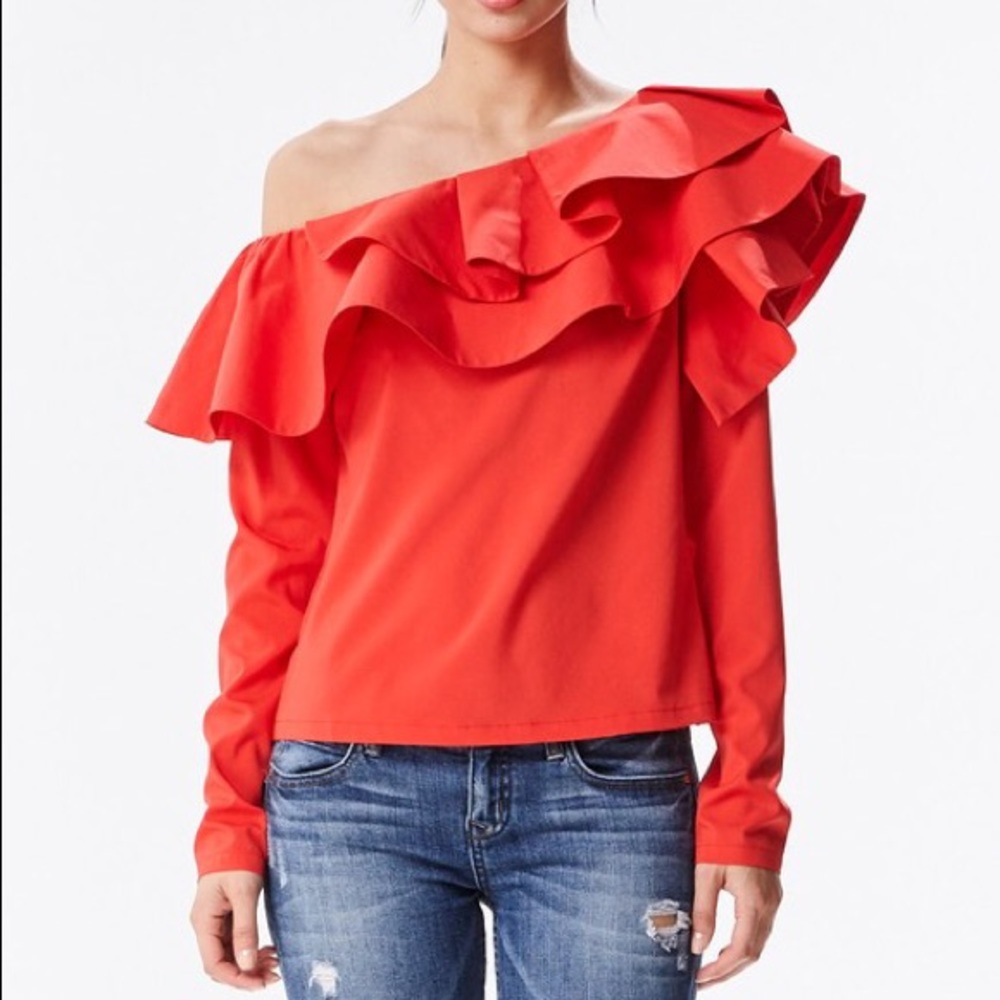 Ruffle Asymmetrical One Shoulder Top