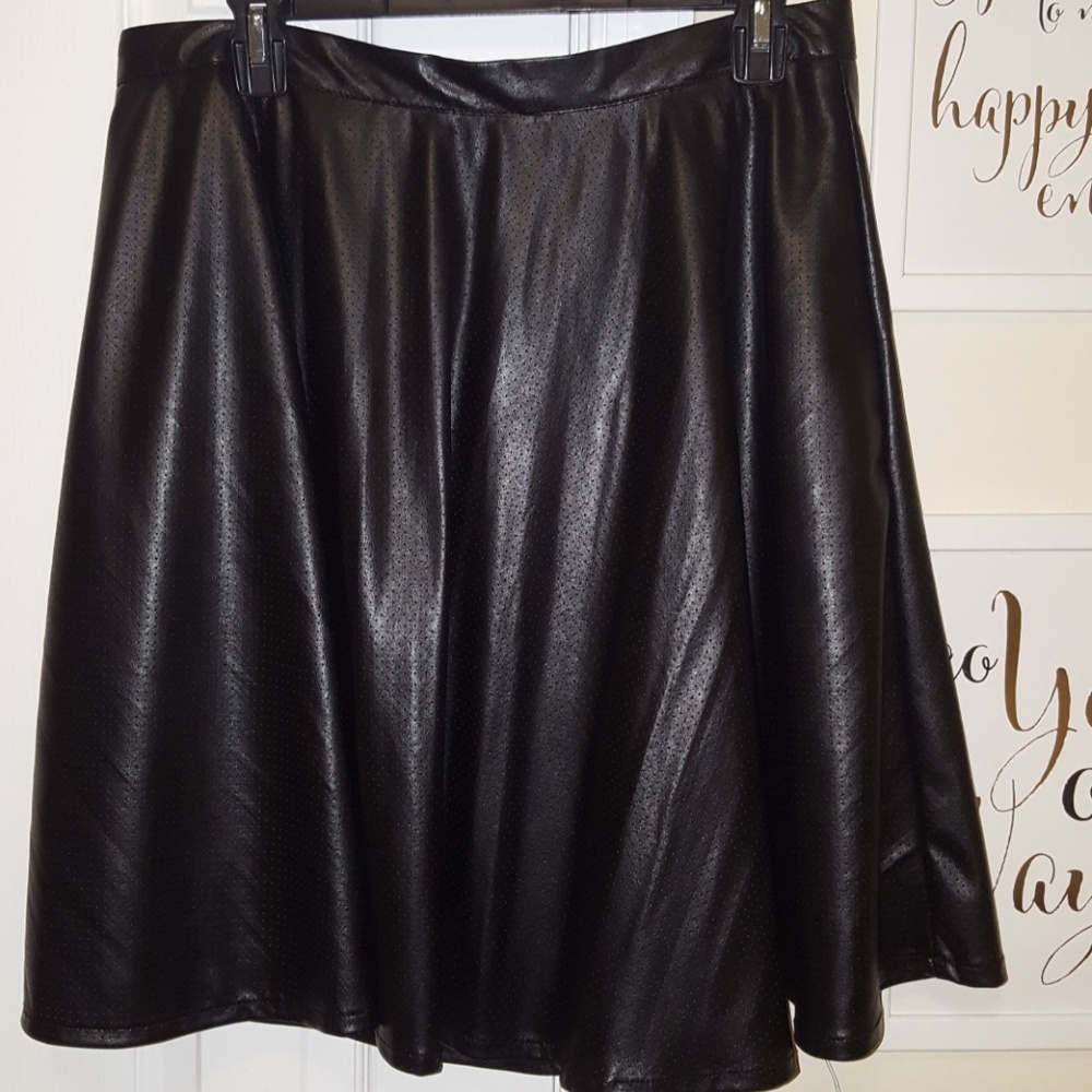 Black faux leather skirt