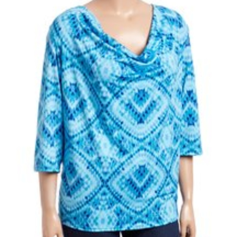 Dalin Geometric Drape Top Size 1X
