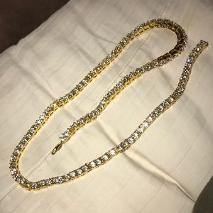 Gold CZ diamond tennis chain 24inch