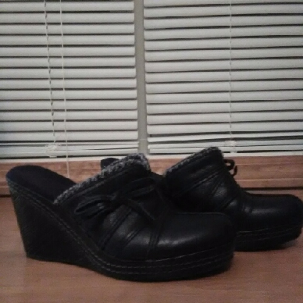 DR. Scholl's Black Clogs Leather Size 7 1/2