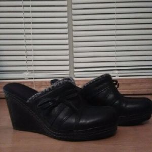 DR. Scholl's Black Clogs Leather Size 7 1/2
