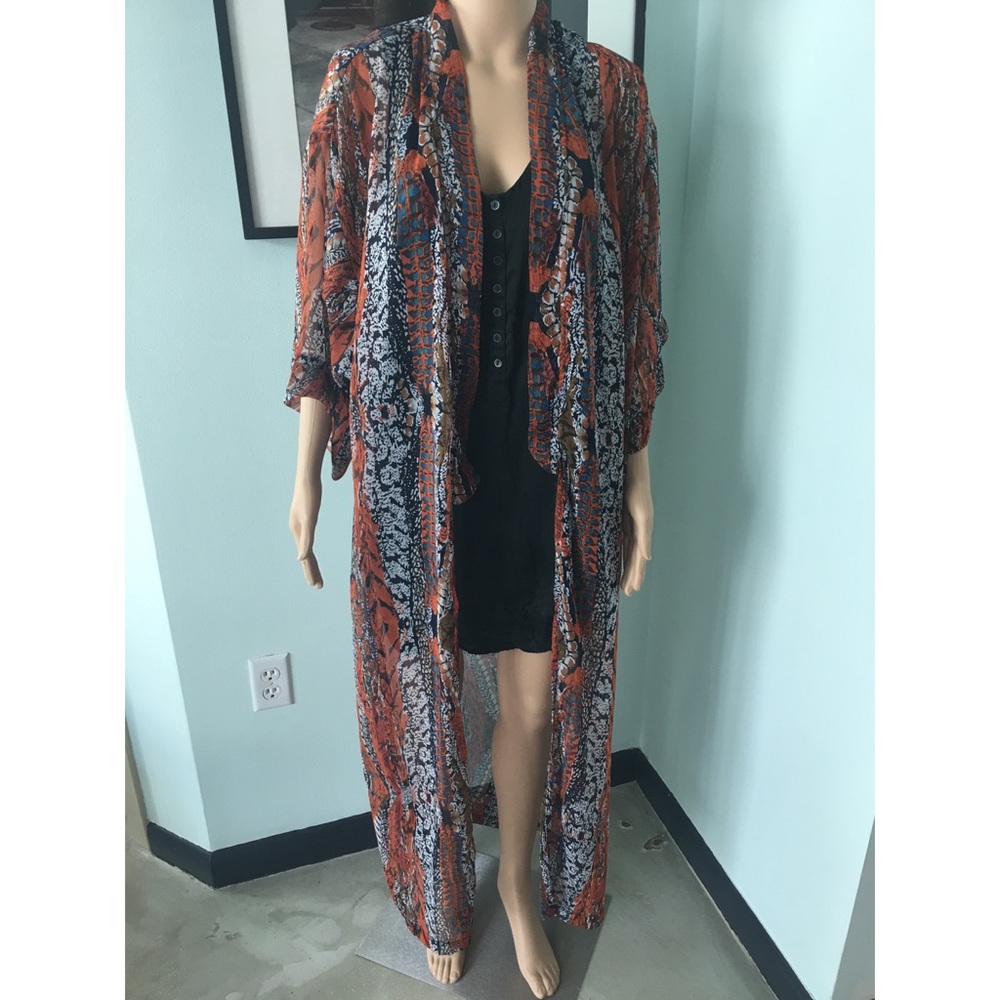 Orange Print Kimono