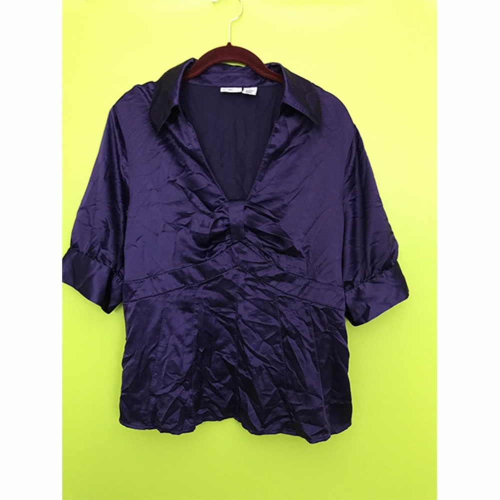 Worthington Short Sleeve Eggplant Violet Top 16