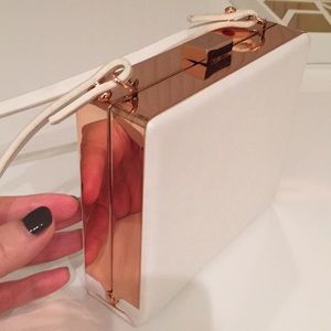 Zara white and rose gold box bag messenger style