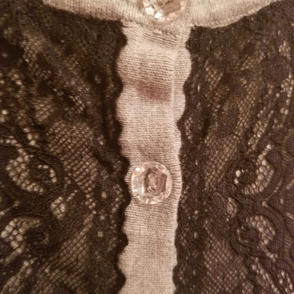 *SOLD*Cherokee grey & black lace button up sweater - Picture 3 of 5