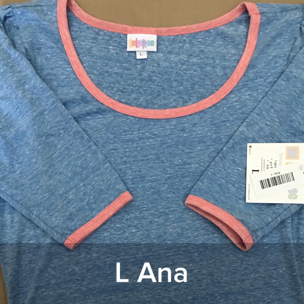 BNWT L LuLaRoe Ana - Heathered Blue & Pink