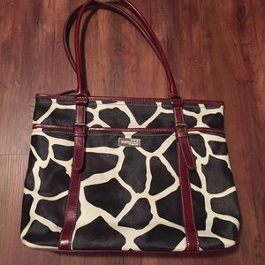 Nine & Co Animal Print Purse w/Deep Red Accents