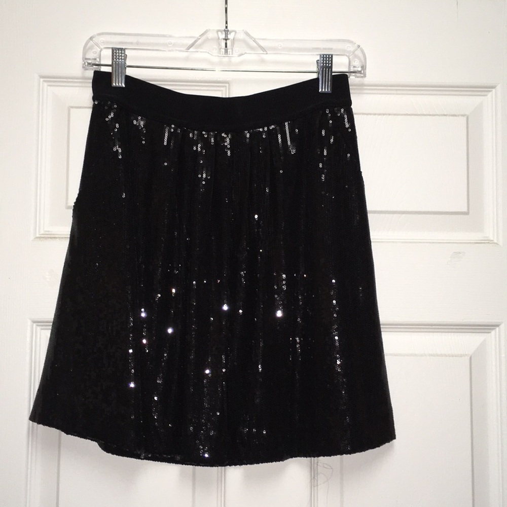 black sequin skirt ,size-0,mini,waist-14",