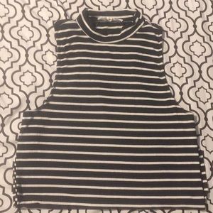 Stripes closed neck sleeveless top
