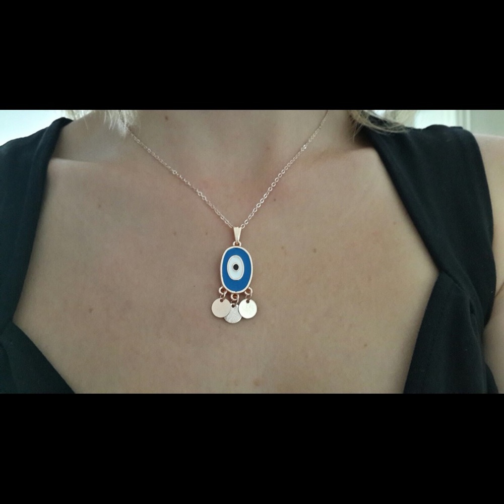 Evil eye necklace with sequin  -NEW & unused