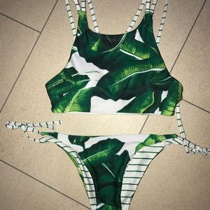 Reversible Leaf Print Two Piece